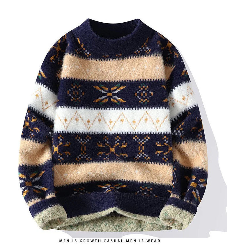 High Quality Sweater New Fashion Trend Printed Thickened Warm Knitted Sweater Autumn/winter Men's Casual Loose Sports top