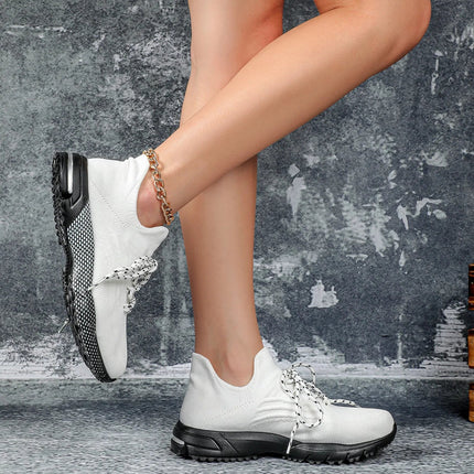 Breathable Socks Shoes Women Lightweight Knitted Casual Sneakers Non-slip Walking Footwear Outdoor Jogging Fitness Sports PlatiNum
