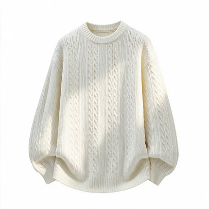New Trendy Autumn and Winter Jacquard Pattern Pullover Sweater Casual Round Neck Color-Blocking Knit Men's Pullover