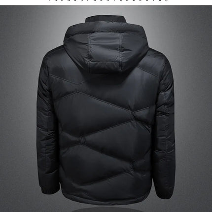 2025 Autumn And Winter Men's 90% White Duck Down Black Hooded Down Jacket Kurtka Zimowa Duck Down Jacket Mens Clothing