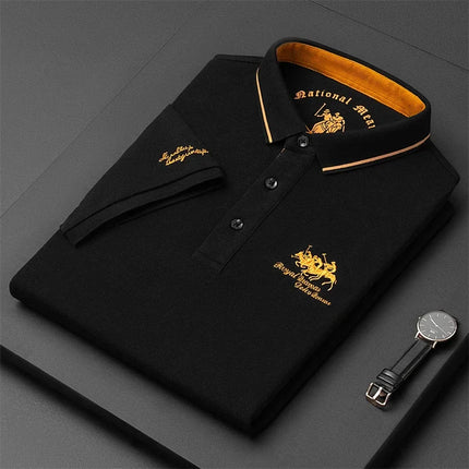 Men's Embroidered Short Sleeve Polo Shirt Casual Fashion Comfortable Summer Top