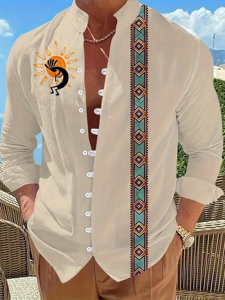 Camicia a maniche lunghe da uomo con motivo a righe Outdoor Street Manica lunga Abbigliamento stampato Top con design a bottoni da strada alla moda