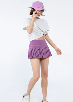 fashionable summer sports shorts women's pleated skirt anti-glare short skirt breathable tennis skirt for outdoor fitness