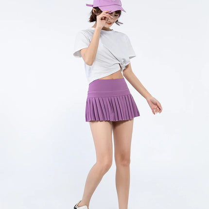 Modische Sommer-Sportshorts Damen Faltenrock Kurzer Rock Blendschutz Atmungsaktiver Tennisrock für Outdoor-Fitness