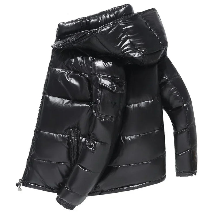 New High Quality Parkas Windproof Thickened Warm Long Sleeve Hooded Down Coat Men Trend Solid Color Short Winter Hooded Jackets