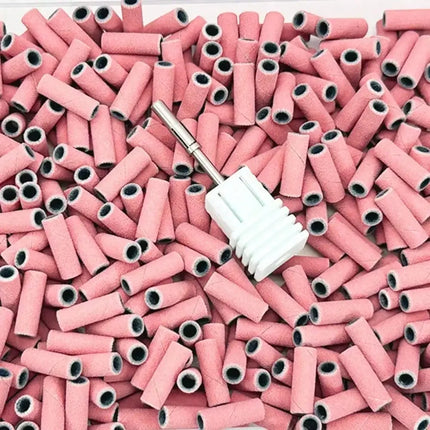 500PCS 3MM Small Mini Nail Sanding Bands With 1PC Spring Mandrel For Nail Drill #180 Grit Nail Sanding Band Bulk For Salons Manicure