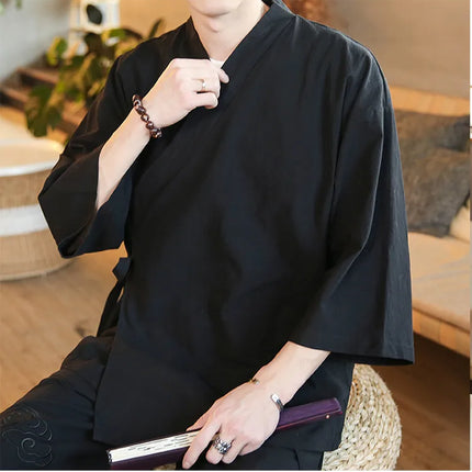 Camicie Kung Fu Stile Cinese, Abbigliamento Tradizionale Tai Chi, Completo Tang in Tinta Unita, Bluse Casual Comode in Cotone per Uomo