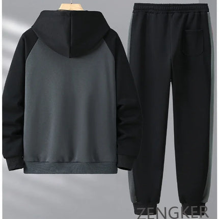 Big size thick hoodie set for men autumn winter casual plus size cardigan jacket hooded two-piece set 170kg 11xl suits for men