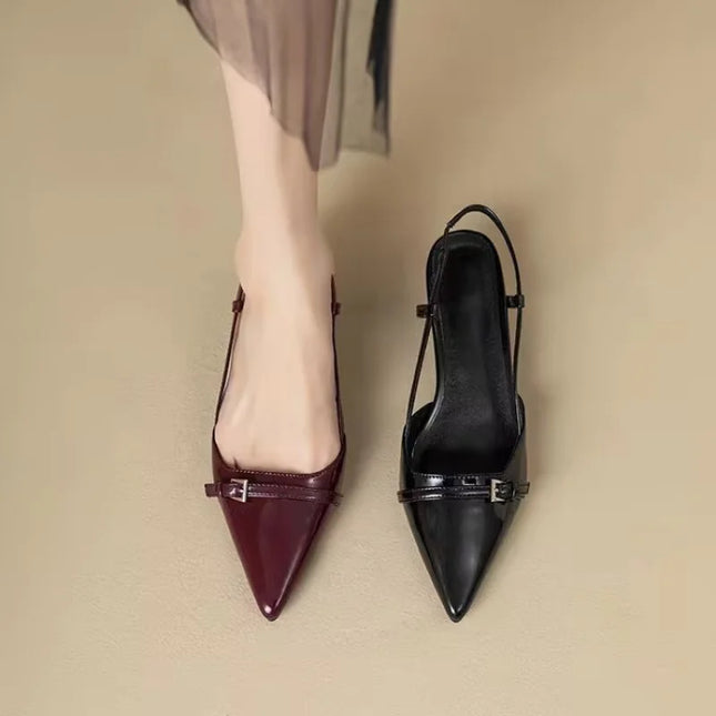 Women's Spool Heel Closed-Toe Patent Leather Sandals, Vintage Fairy Core Style, 2025 Collection