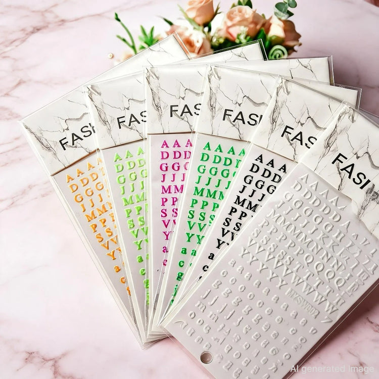 1PC 26-English Alphabet Number 3D Self-adhesive Nail Art Decal Sticker Word Small Letter Nail Decals Sticker Manicure Decoration