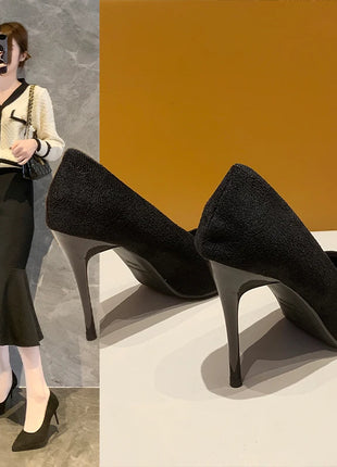 Donne Nuovi Sandali Con Tacco Medio Nero 6-8-10 cm A Punta Tacco Sottile Baotou Banchetto Scarpe Con Tacco Alto Scarpe Da Donna Tacones Mujer