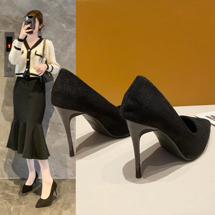 Donne Nuovi Sandali Con Tacco Medio Nero 6-8-10 cm A Punta Tacco Sottile Baotou Banchetto Scarpe Con Tacco Alto Scarpe Da Donna Tacones Mujer