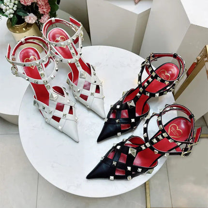 Nuovi Sandali con Tacco Alto e Borchie Primavera/Estate 2026, Sandali a Punta con Tacco Sottile, Scarpe Singole con Borchie platinumshop