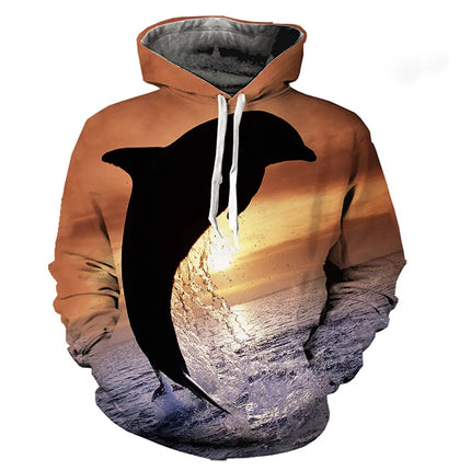 Dolphin Hoodies Kawaii Animal 3D Print Men Women Hooded Sweatshirts Oversized Harajuku Pullovers Y2k Tracksuit Tops Man Clothing
