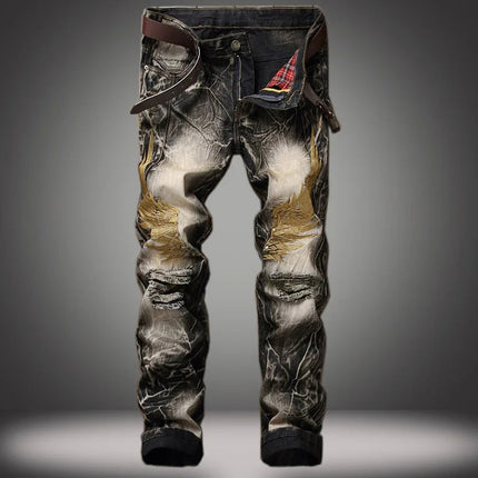 2026 Men's Dark Blue Jeans, Vintage Fashion Casual Trousers, Denim Pants Asian Sizes 29-38, 40, 42. PlatiNum