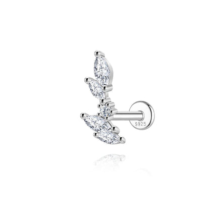 Aide S925 Sterling Silver Moissanite Silver Color Srud Earrings Women Heart Leaf Geometric DIY Ear Bone Sruds Piercing Jewelry PlatiNum