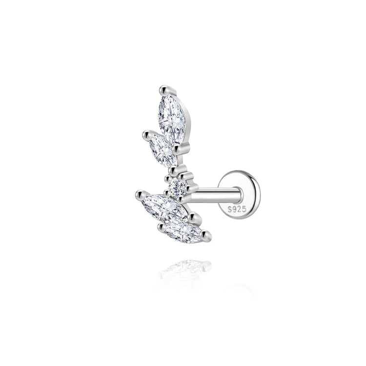 Aide S925 Sterling Silver Moissanite Silver Color Srud Earrings Women Heart Leaf Geometric DIY Ear Bone Sruds Piercing Jewelry PlatiNum