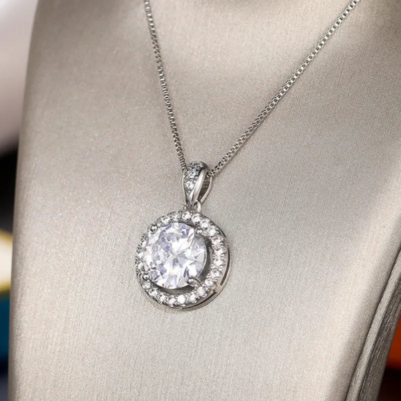 CAOSHI Scintillante Zirconia Matrimonio Festa di fidanzamento Accessori per il collo Collana classica di gioielli color argento per le donne da indossare ogni giorno