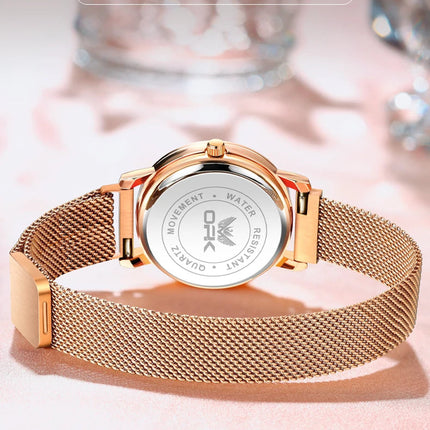 OPK 8115 Orologio da donna Orologio da polso al quarzo originale alla moda semplice Cinturino in maglia di acciaio inossidabile Orologio impermeabile per donna Reloj platinumshop
