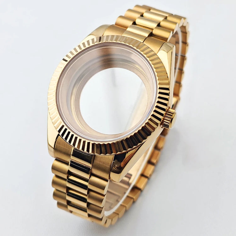 40mm Sapphire Glass For Men Watch Case Fit Miyota 8215 8285 DG2813 Movement Waterproof Jub President Stainless Strap 31mm Dial