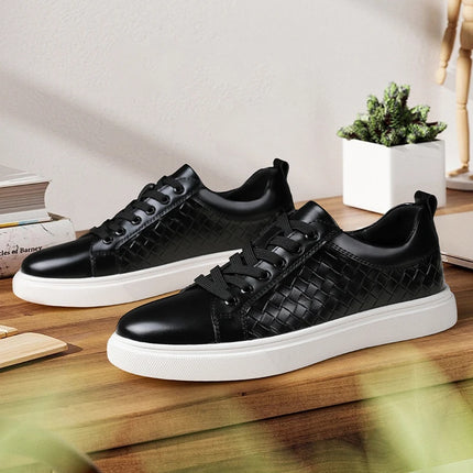 Casual men's leather shoes New comfortable and trendy styles Outdoor Fashion Party Daily leisure youth Black Board Shoes HOT -46