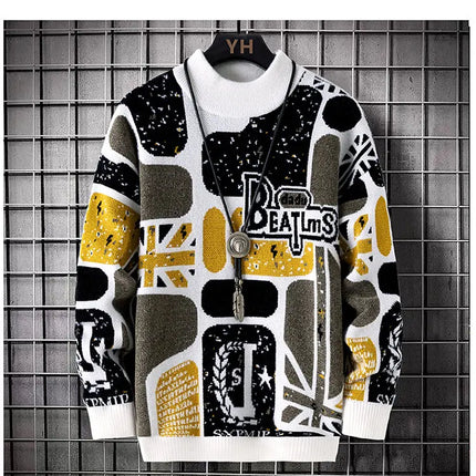 Men's fashion pullovers 2025 men winter Sweaters mens warm sweater O-neck custom pattern men sweaters autumn men size M-3XL