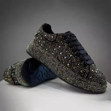 Luxury New Men Rhinestone Lace Up All Match Brand Shoes Causal Flats Loafers Sports Walking Sneakers Zapatos Hombre Vest