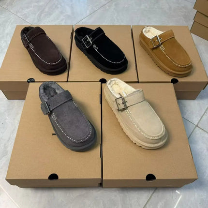 2026 New Vintage Belt Buckle Thick-soled Padded Men's and Women's Cotton Shoes Fashionable Half-trimmed Cotton Boots