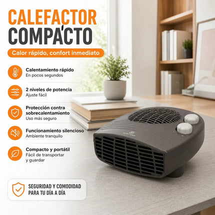 Portable Electric Heater 2000W with Adjustable Thermostat, 3 Heat Levels and Overheating Protection, Fast Heating for Home and Office, 220-240V, White/Gray