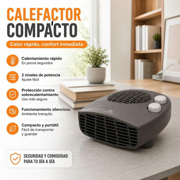 Portable Electric Heater 2000W with Adjustable Thermostat, 3 Heat Levels and Overheating Protection, Fast Heating for Home and Office, 220-240V, White/Gray