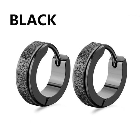 Orecchini a cerchio in acciaio inossidabile con glassa larga 2 pezzi orecchini rotondi neri per donna uomo Punk Vintage Circle Earring Jewelry Statement platinumshop