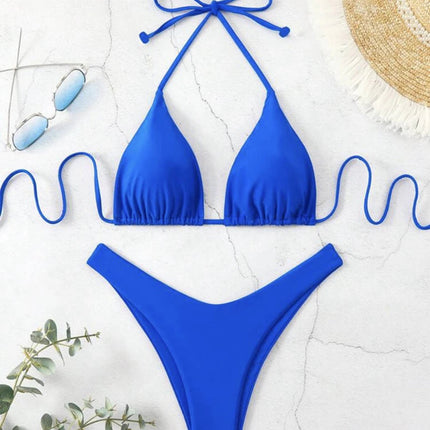 Costume da bagno bikini a perizoma da donna sexy, tinta unita bianco/nero/caffè, con laccetti, stile brasiliano, nuovo, in doppio tessuto, per la spiaggia platinumshop