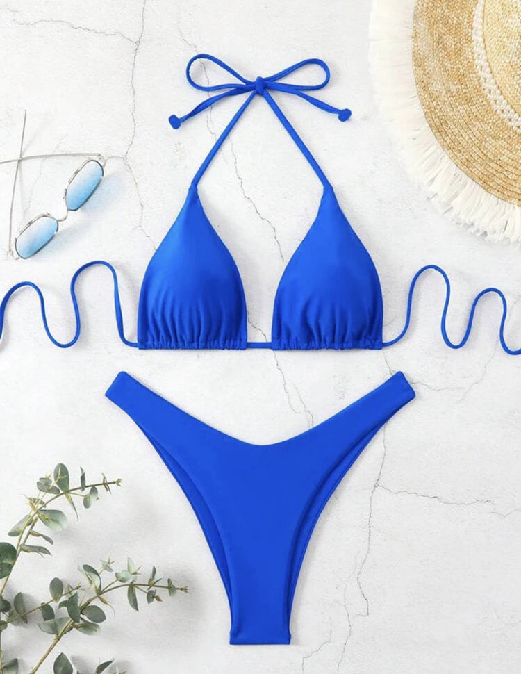 Costume da bagno bikini a perizoma da donna sexy, tinta unita bianco/nero/caffè, con laccetti, stile brasiliano, nuovo, in doppio tessuto, per la spiaggia platinumshop