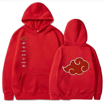 Naruto Logo Print with Plush Hooded Casual Loose Fit Men's Couple Hoodie