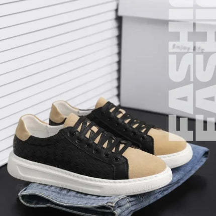 Sneakers Premium Breathable Woven Black Casual Shoes for Men Lightweight Comfortable Daily Walking Outdoor Footwear