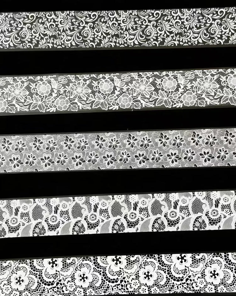 10 Rolls 2.5*50cm New Black White Lace Transfer Foil Nail Art Sexy Full Wraps Flower Glue Adhesive DIY Manicure Styling Tools 2028