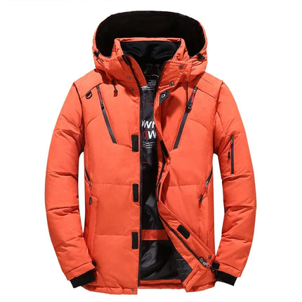 Winter White Duck Down Jacket Men Travel Hiking Thicken Warm Hooded Puffer Jackets Windproof Overcoat Down Coat Male Clothing