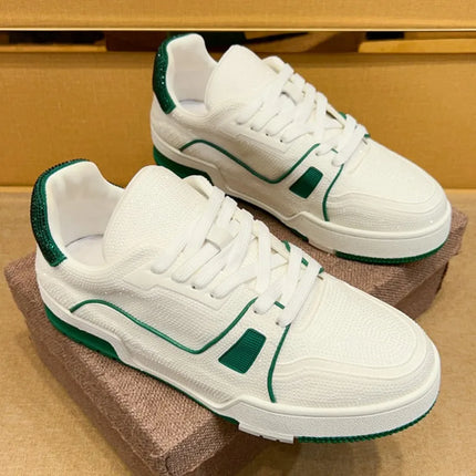 Men Diamonds Crystal Patchwork Suede Genuine Leather Shoes Lace Up Round Toe Thick Bottom Casual Shoes Height Increase Platform