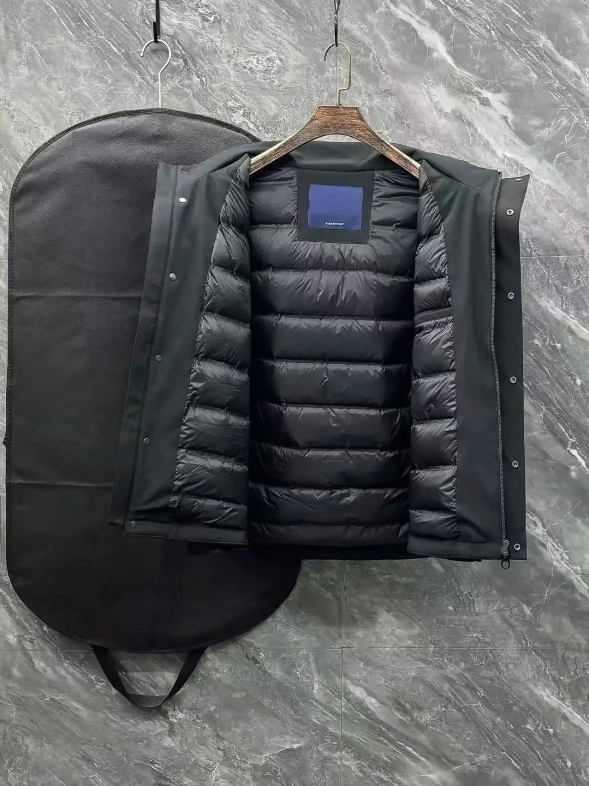 Piumino con cappuccio italiano LP 25aw 90 in piuma d'anatra bianca