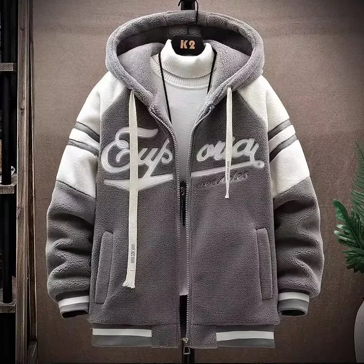 2023 Men's Hooded Jackets Japan Fashion Streetwear Harajuku Coats Men Autumn Winter Men Clothing Wool Jackets Embroidery Jacket
