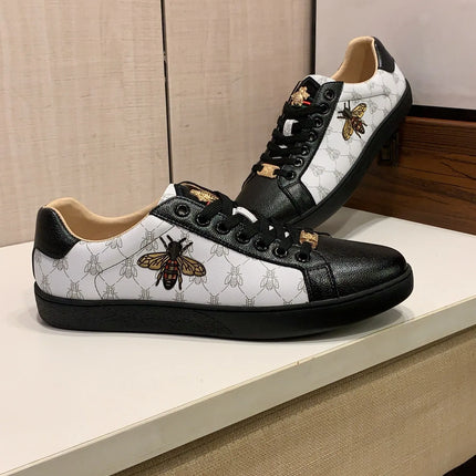 Men's Handmade Leather Sneakers Luxury Casual Comfortable Breathable All-Season Running Sports Shoes Fashionable