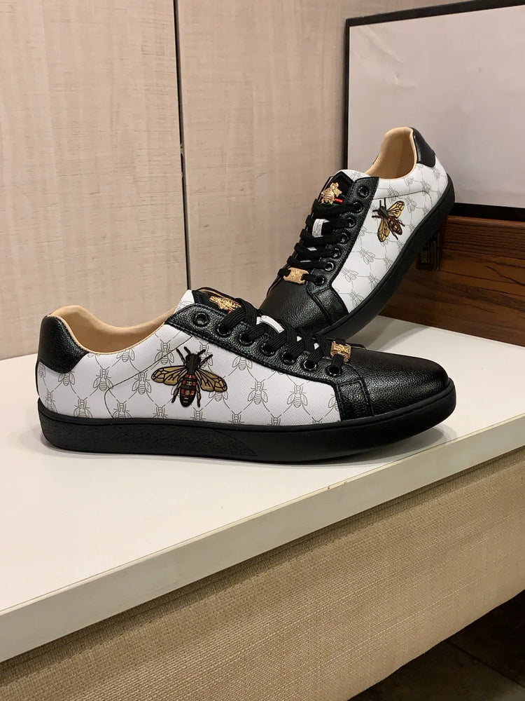 Men's Handmade Leather Sneakers Luxury Casual Comfortable Breathable All-Season Running Sports Shoes Fashionable
