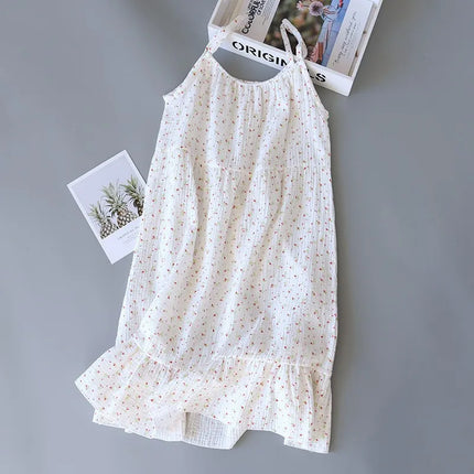 Nuova Camicia da Notte Lunga con Stampa Floreale, Pigiama da Donna in Puro Cotone, Lingerie Comoda, Abbigliamento Estivo Casual per Casa