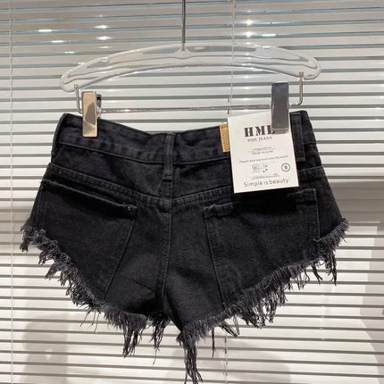 Pantaloncini di jeans Donna High Street Hotsweet Casual Vita bassa Bordi grezzi Fori A-line Stile coreano Y2k Pantaloncini estivi per ragazze piccanti