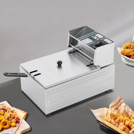 EF-81 220V 2500W Euro Plug 6L Singolo Cilindro Forno per Alimenti Commerciale Friggitrice Per Fare Patatine Pollo Fritto Pollo