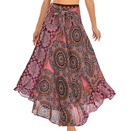 Boho Gonne Donna Rayon Beach Abito lungo Estate Bohemian Jupe Longue Femme Elastico in vita Stampa Fasciatura floreale Halter Hippie platinumshop