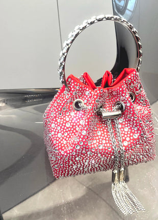 Handle Rhinestones Evening clutch Bag Purses and handbag luxury Designer shoulder bag Shiny Crystal Clutch purse bucket bag PlatiNum