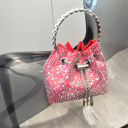 Handle Rhinestones Evening clutch Bag Purses and handbag luxury Designer shoulder bag Shiny Crystal Clutch purse bucket bag PlatiNum