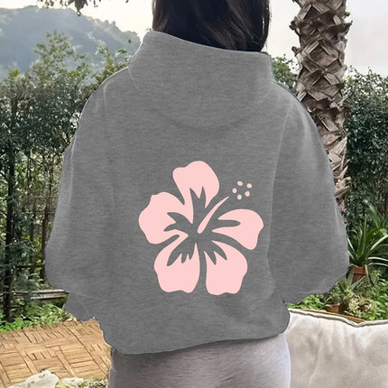 Women Flowers Print Hoodie Unisex Autumn Winter Fleece Oversized Hooded Everyday Outdoors Hoodie for Any Occasion