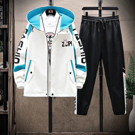 Spring Autumn Men Tracksuit Set Casual Sportswear Hooded Jackets Pants 2 Piece Sets Hip Hop Running Sports Suit